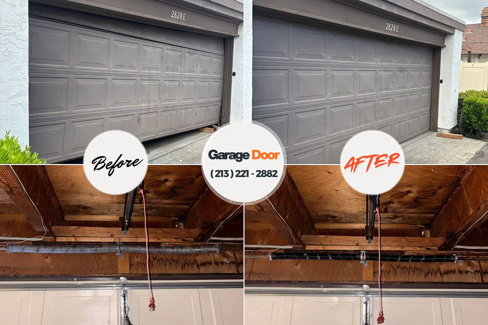 Before and after: garage door repair Chester Center, CT